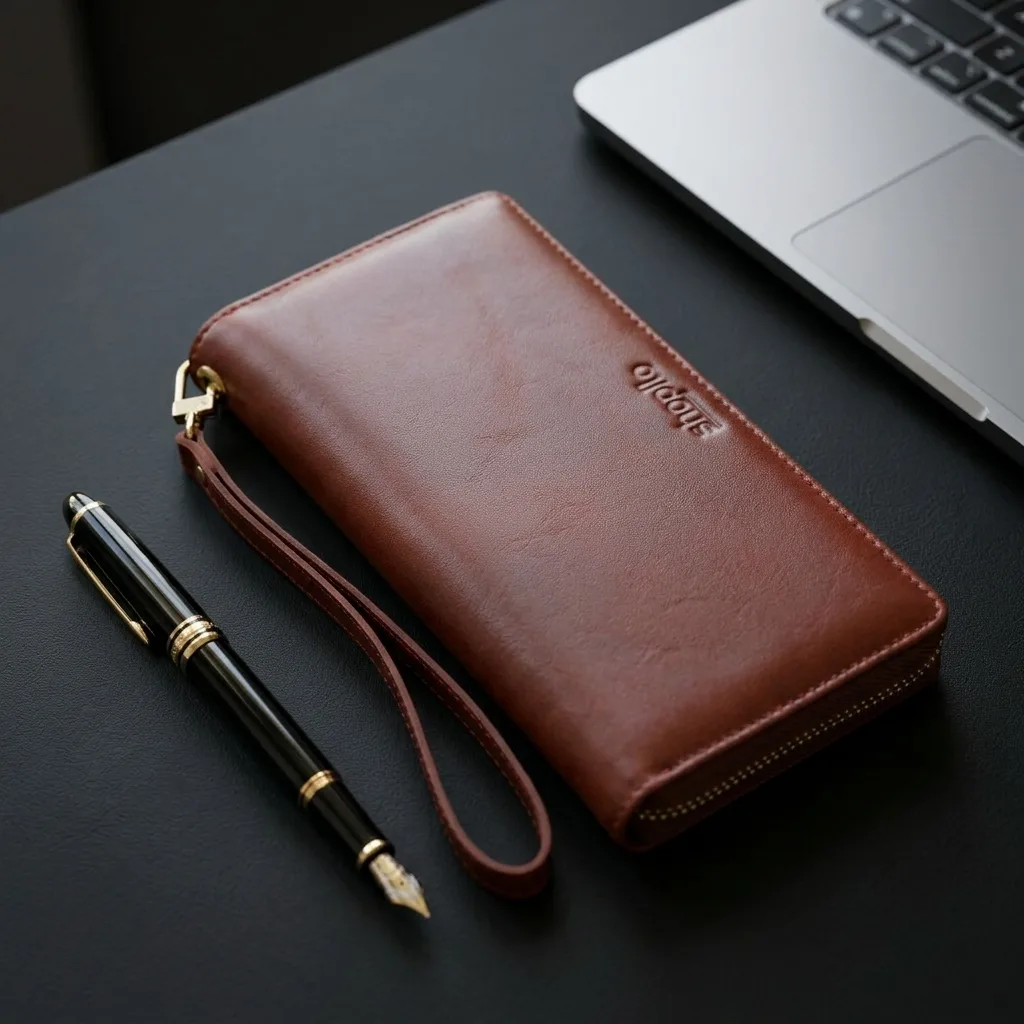 Genuine Cow Leather Ladies Purse - Red Brown