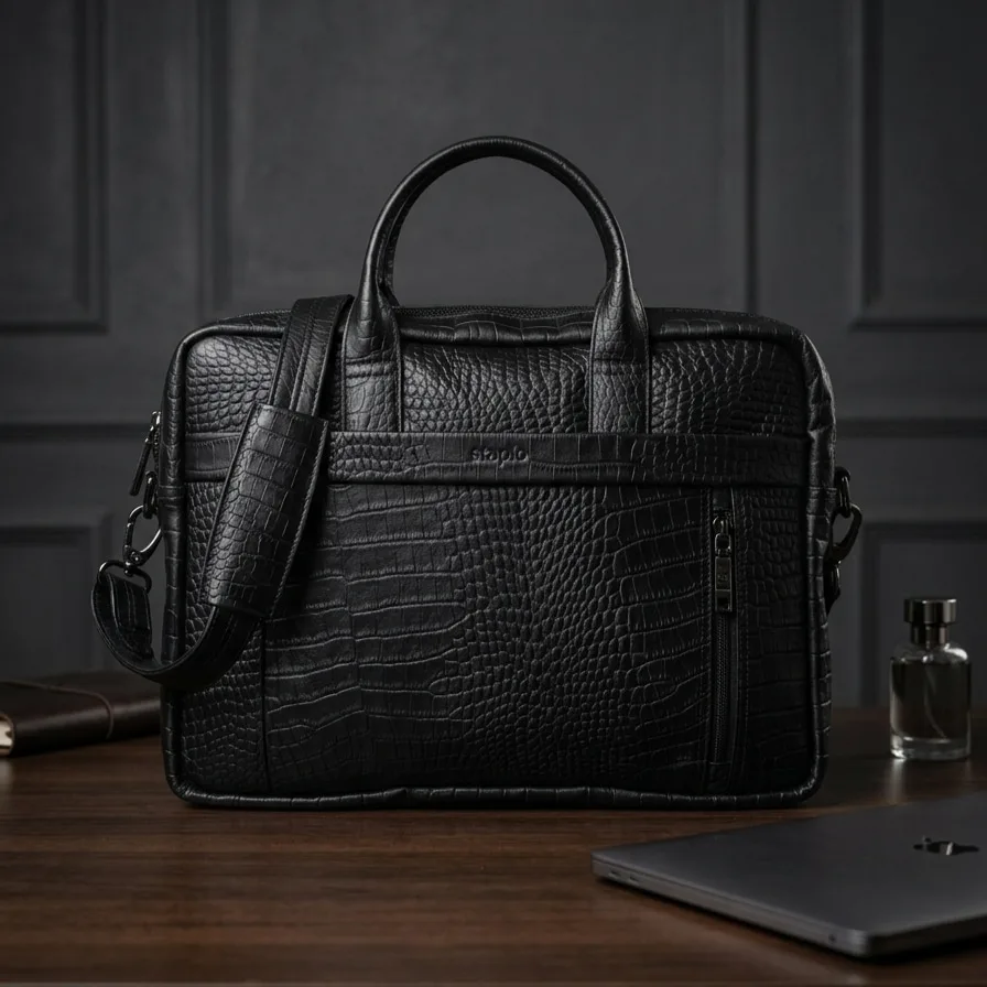 Genuine Cow Leather Office Bag | Black Edition