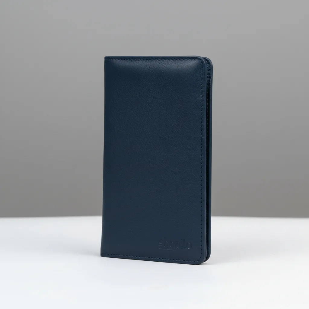 Genuine Leather Long Wallet - Royal Blue Edition