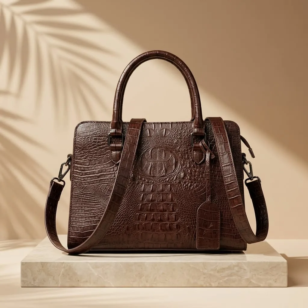 Premium Cow Leather Ladies Bag - Crocodile Texture