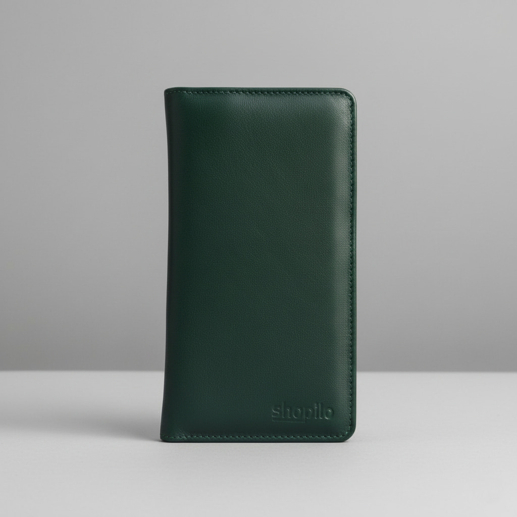 Genuine Leather Long Wallet - Olive Green Edition